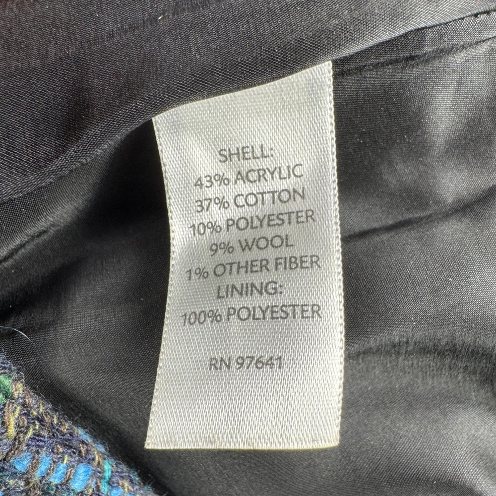 J.Jill Tweed Skirt Women 16‎ Petite Blue Green Wool Blend Pencil Office Party - Picture 7 of 9